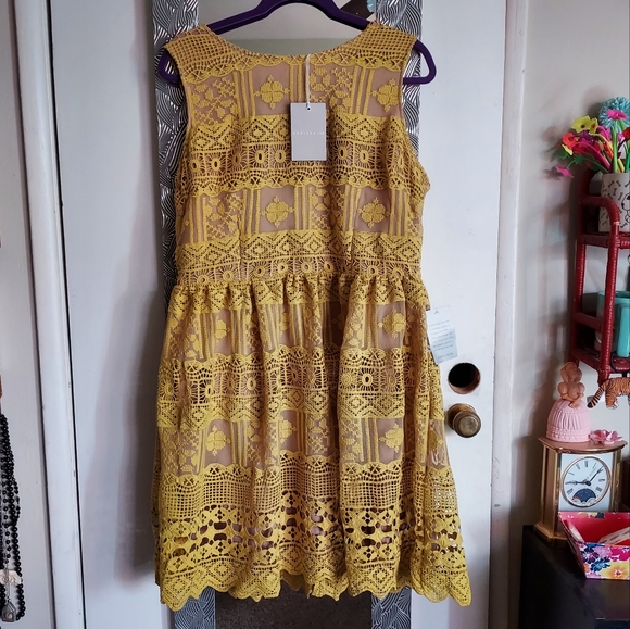 XL YELLOW LACE short dress - Picture 9 of 10